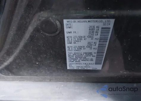 2015 Nissan Rogue Sl z USA, uszkodzony, nr VIN 5N1AT2MT6FC782402